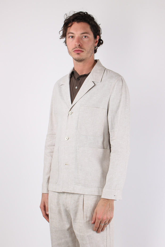 Orzo Giacca Camicia Misto Lino Sabbia-5