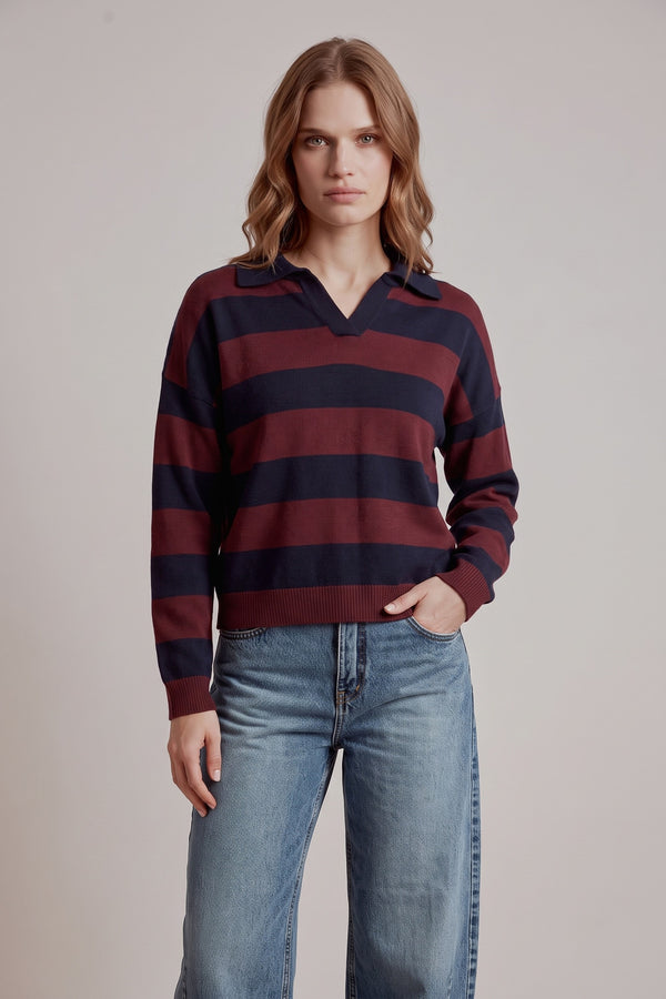 Polo Over Roga Misto Cashmere Blu/bordeaux