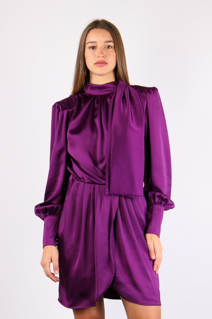 Abito Raso Fiocco Collo Dusty F.