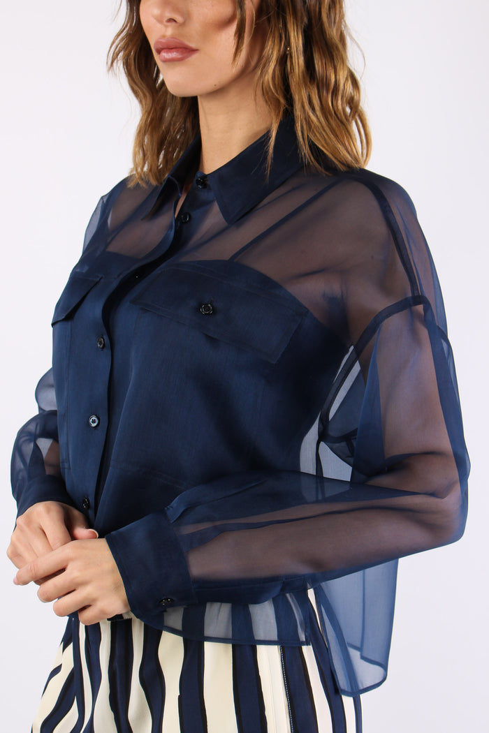 Colomba Camicia Seta Blu-8