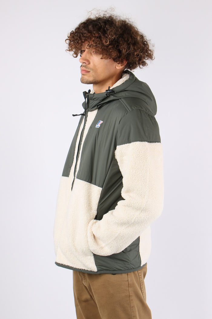 Giubbotto Inserto Teddy Green/ecru-4