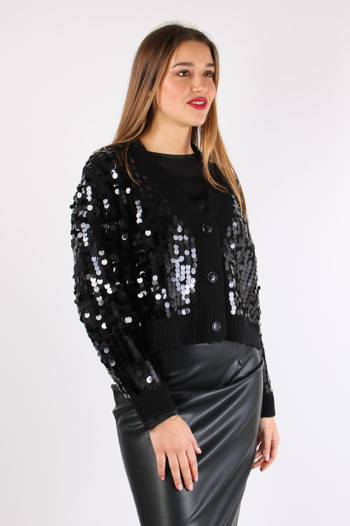 Cardigan Paillettes Nero-7