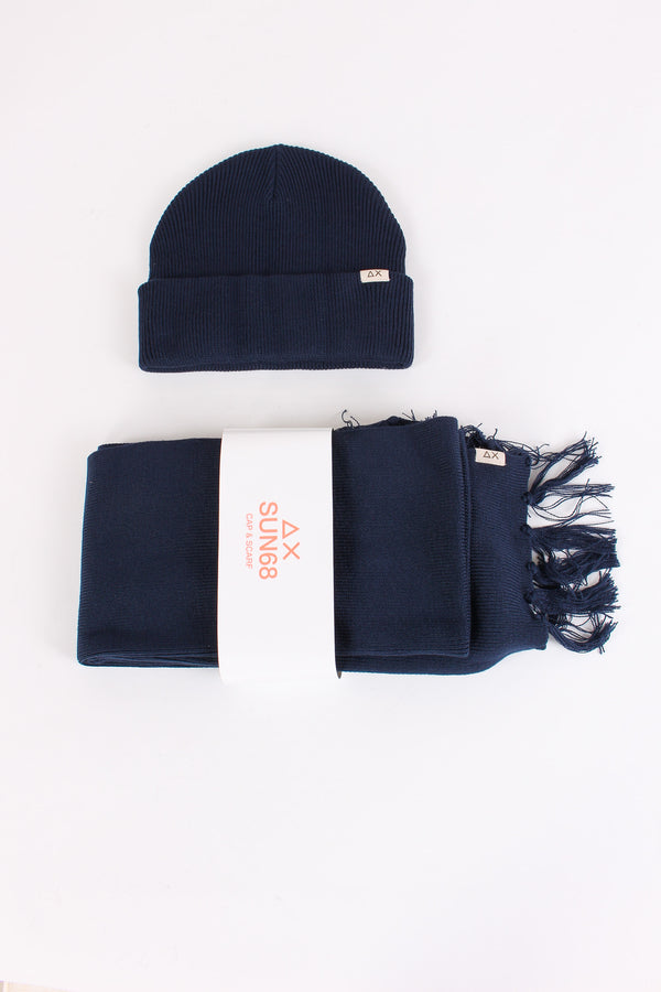 Box Cuffia Sciarpa Costa Ingle Navy Blue