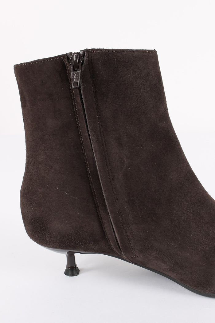 Tronchetto Suede Tacco Basso Moro-5
