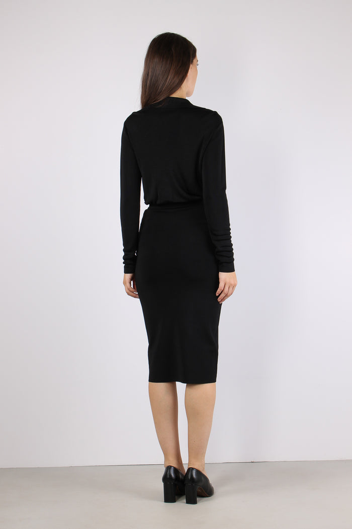Abito Maglia Scollo Zip Nero-4