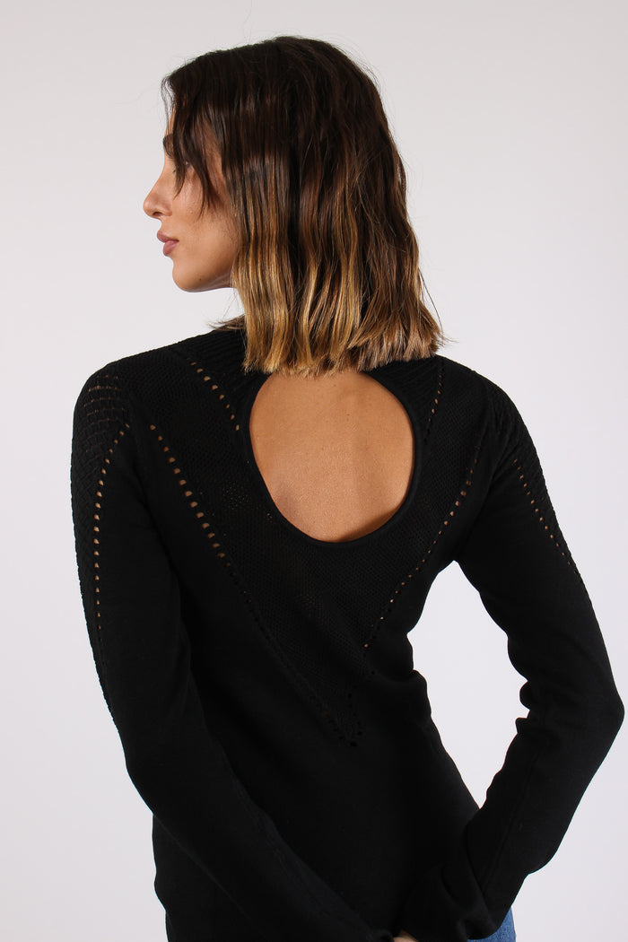 Maglia Traforata Oblo Schiena Nero-7