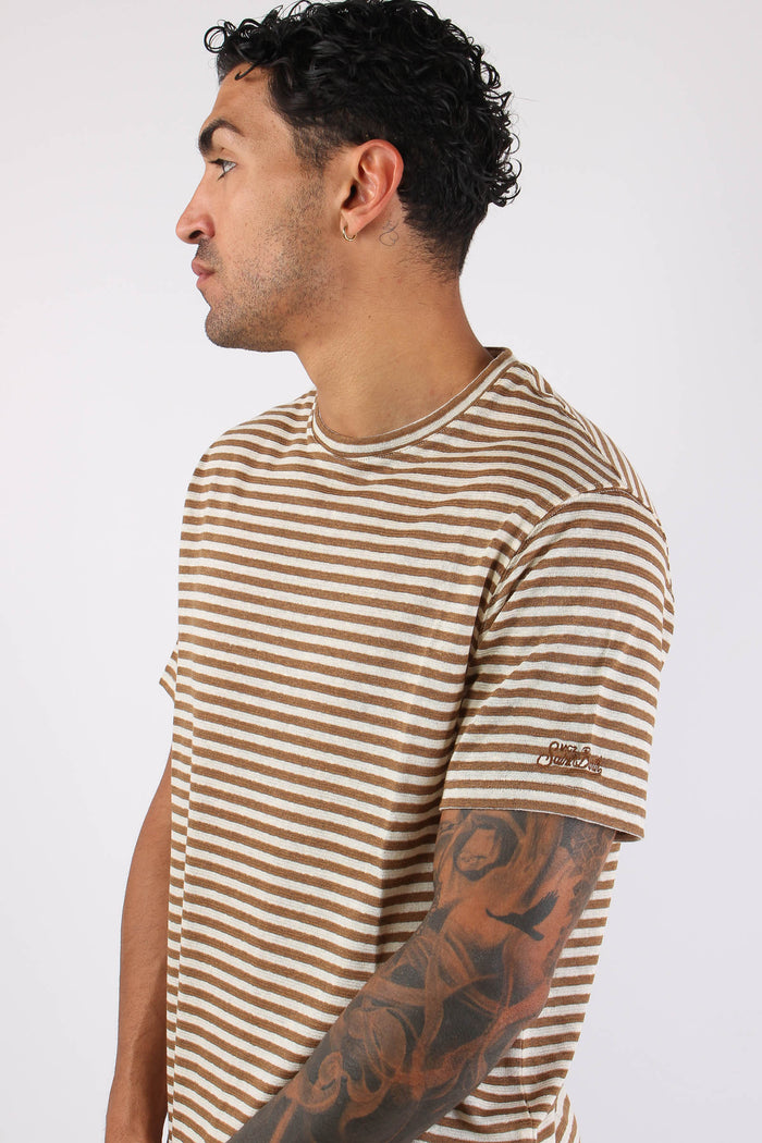 T-shirt Riga Misto Lino Beige/bianco-6