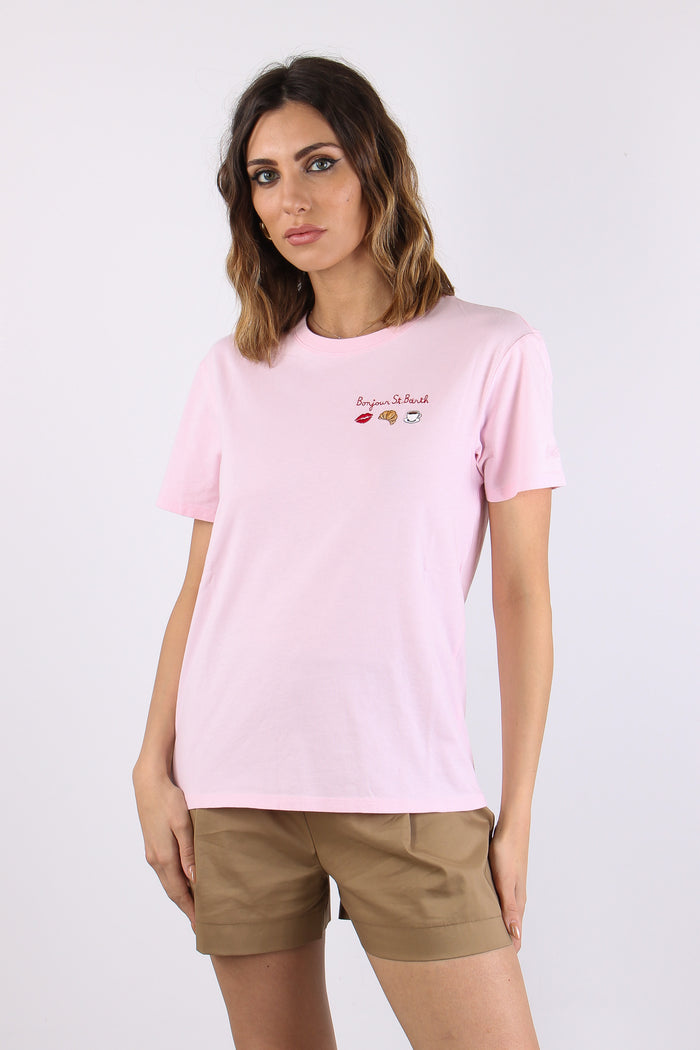 T-shirt Scritta Ricamo Bounjour-2