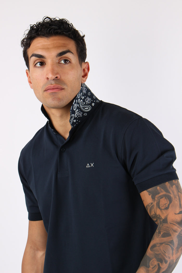 Polo Sotto Collo Bandana Navy Blue-7