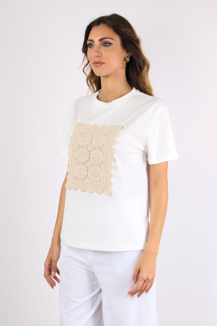 T-shirt Inserto Macrame Bianco-3