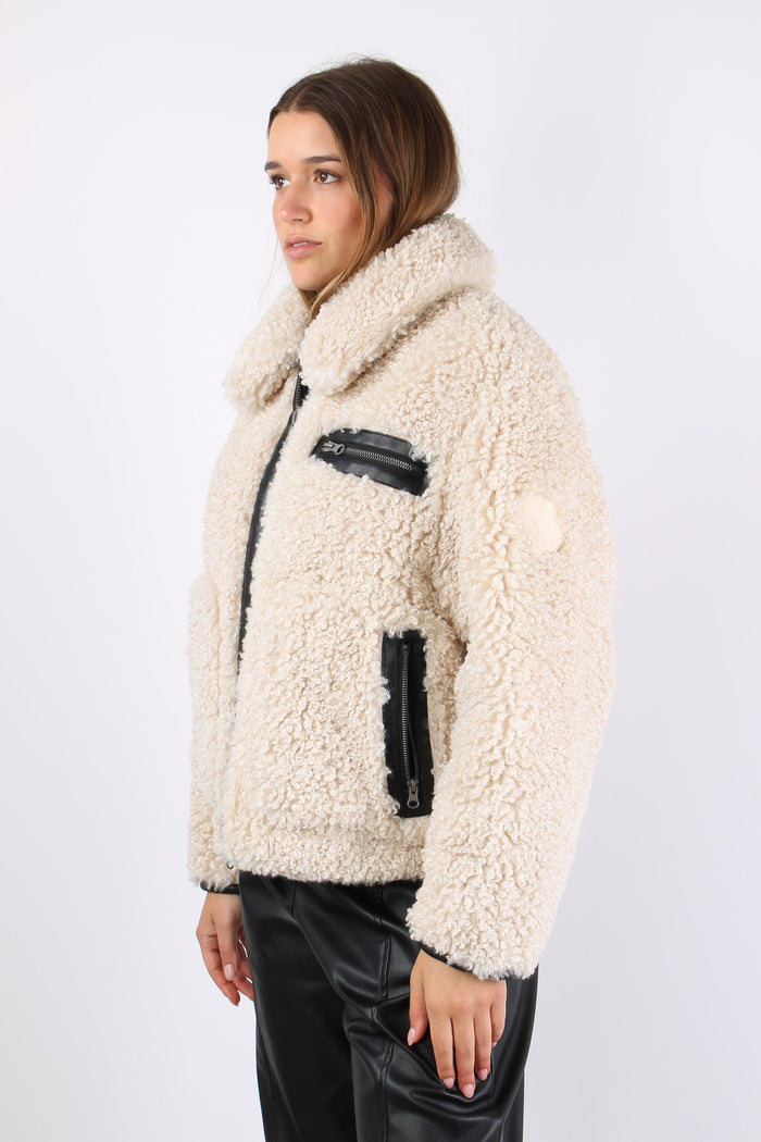 Hester Giubbotto Teddy Zip Eco Beige-5