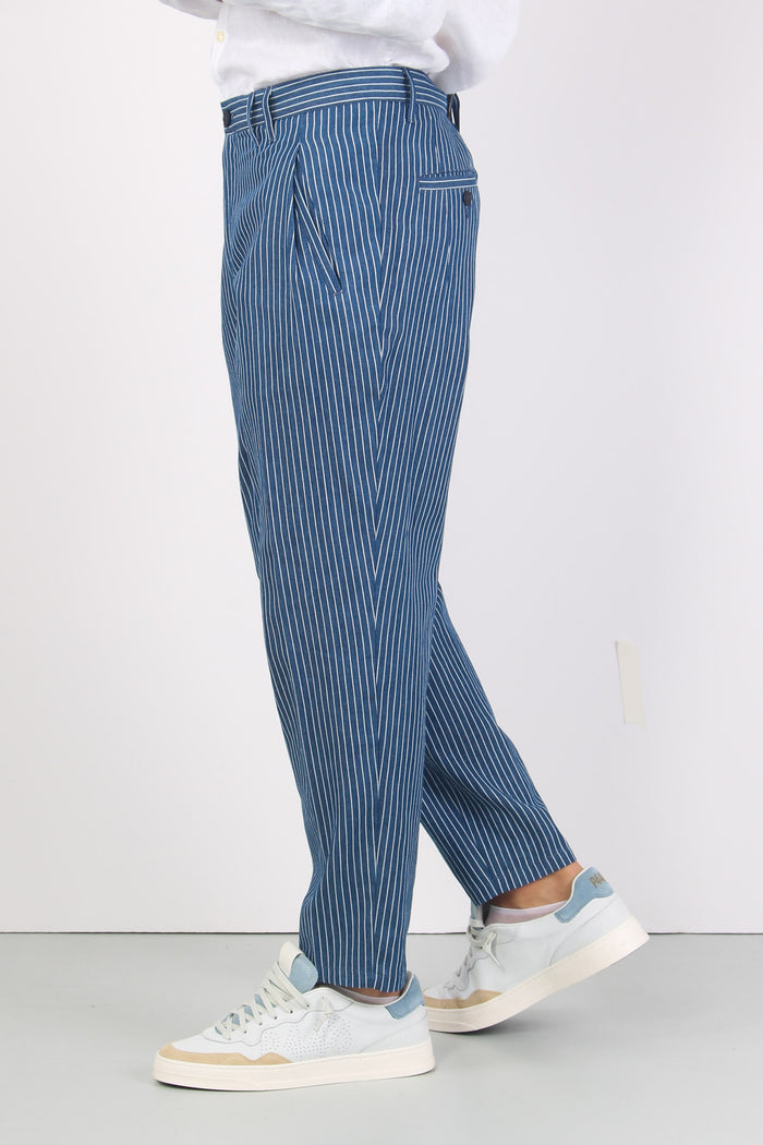Company Pantalone Riga Blu/bianco-7