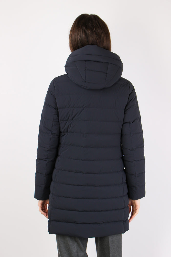 Piumino Lungo Trapunta Blu Scuro-7