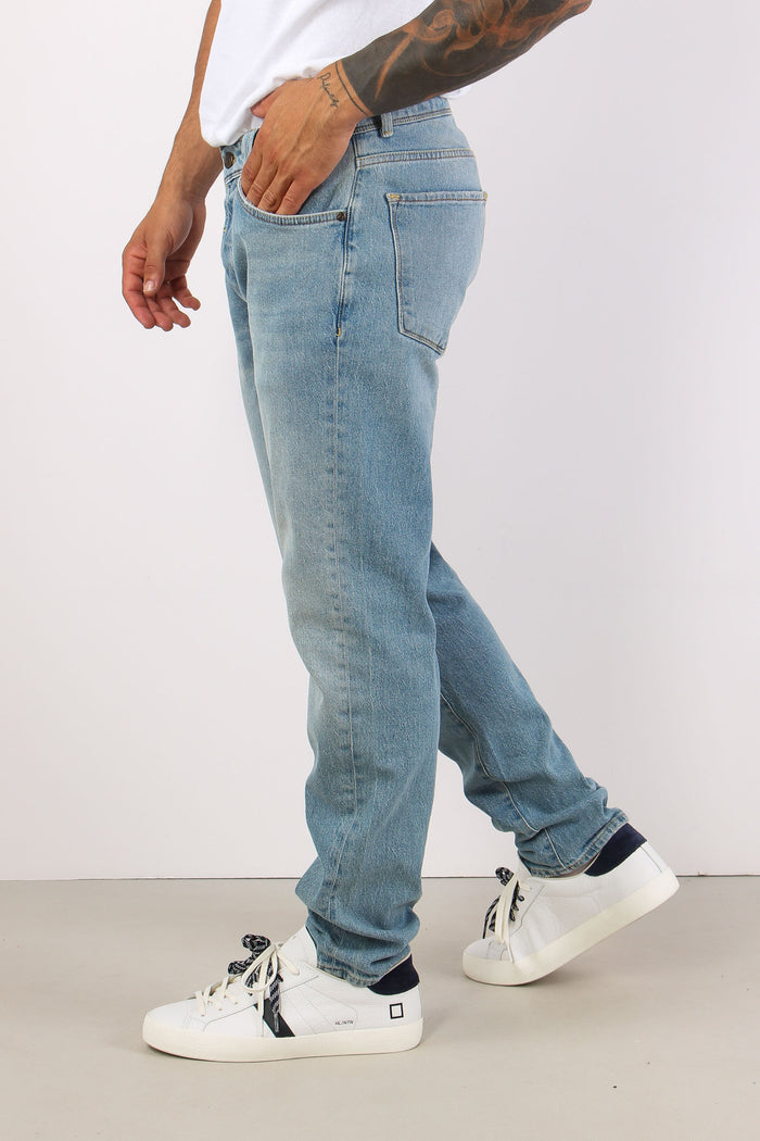 Denim Tapered Fondo Stretto Denim Chiaro-5