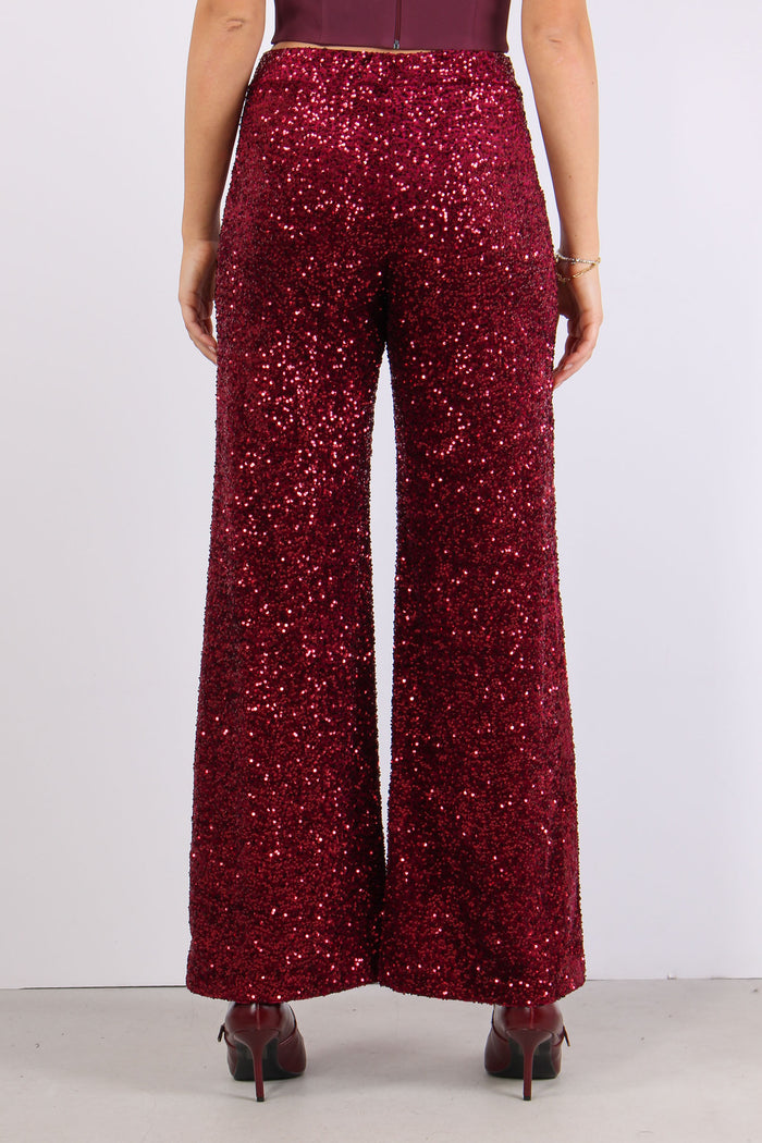 Pantalone Palazzo Paillettes Vino-5