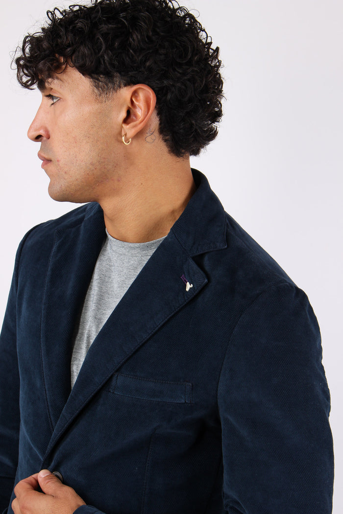 Giacca Velluto Liscio Blu-7