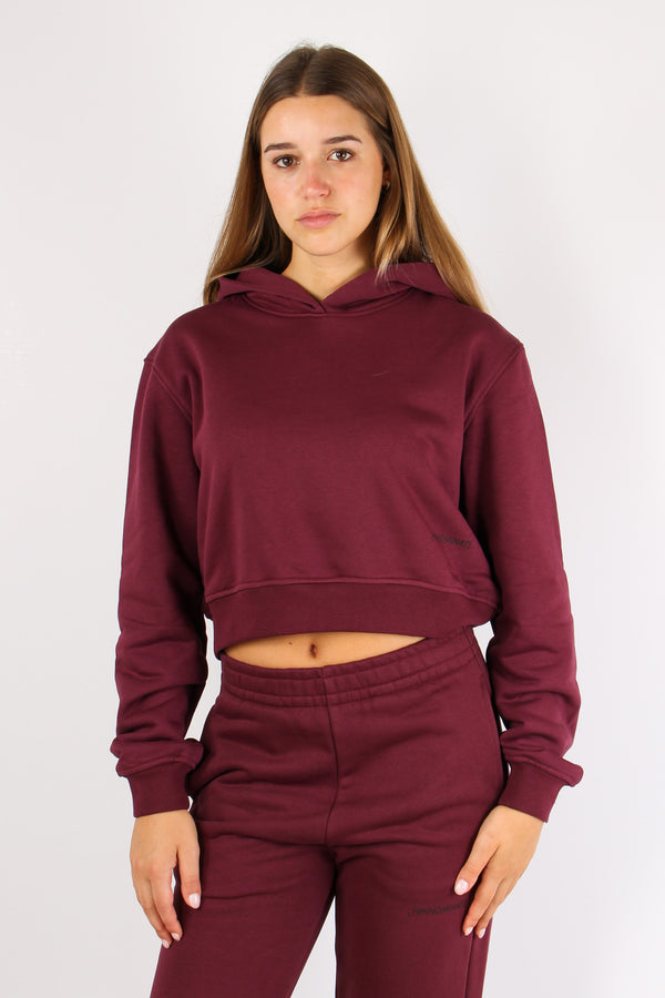 Felpa Corta Cappuccio Bordeaux