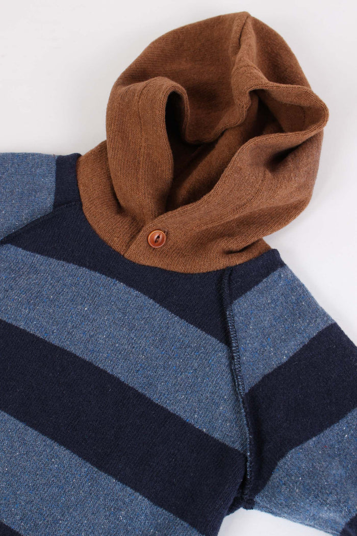 Maglia Righe Cappuccio Coccio Denim/avio-3