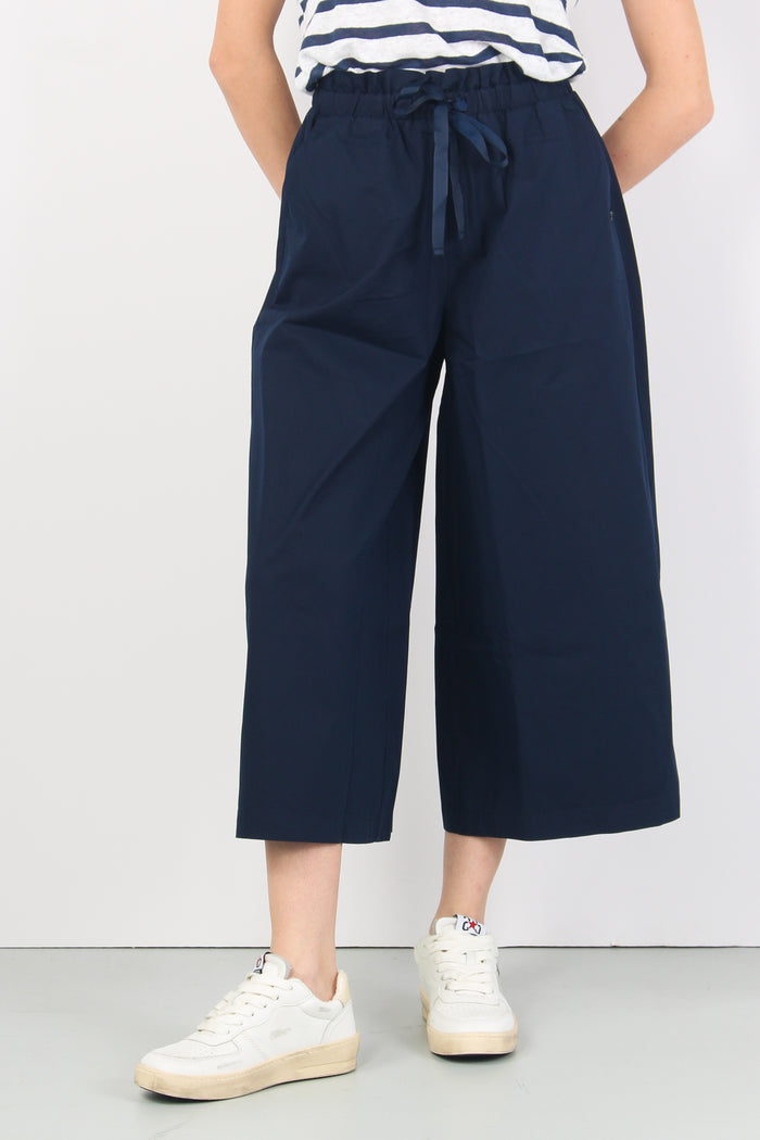 Pantalone Cotone Cropped Navy Blue-9