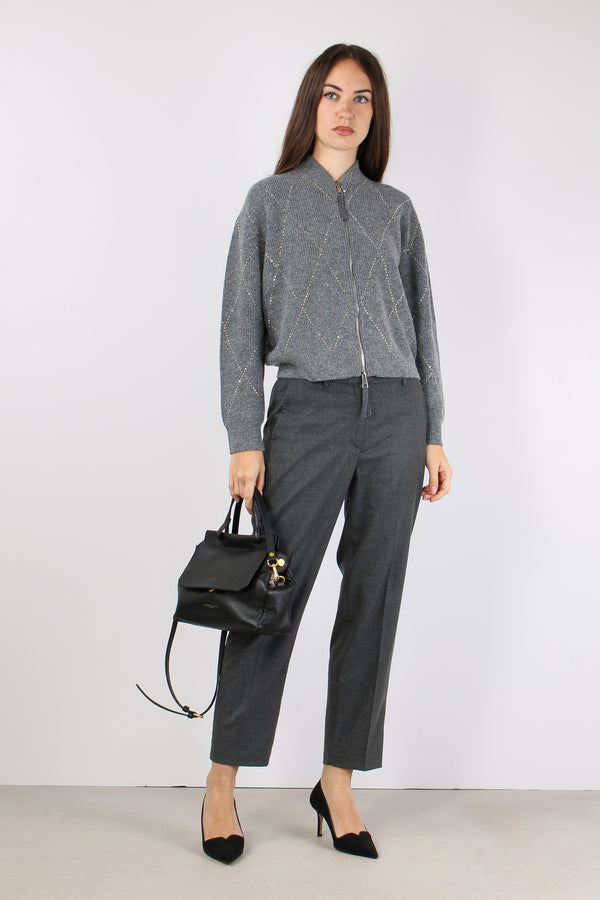 Giacca Ricamo Strass Grigio Chiaro