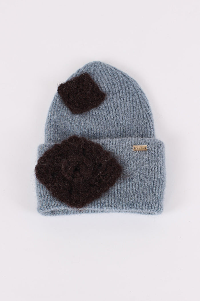 Cuffia Inserto Uncinetto Denim/cioccolato