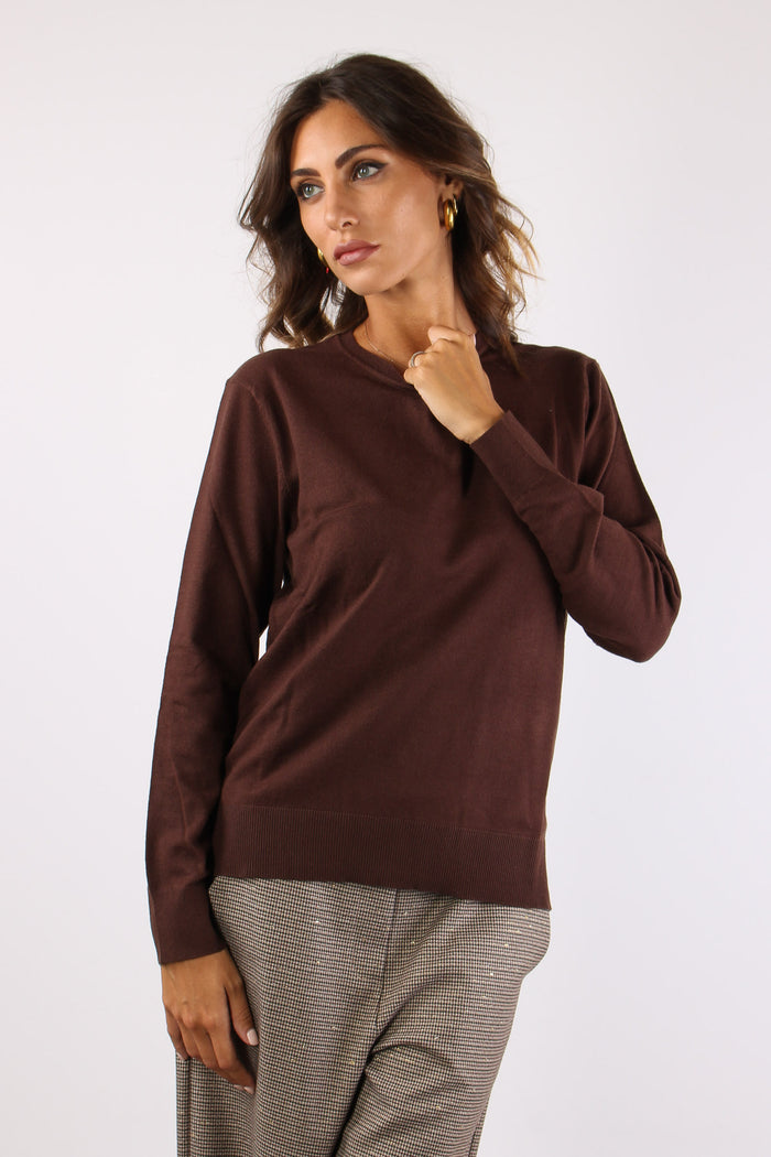 Maglia Girocollo Spacchetti Cacao-6