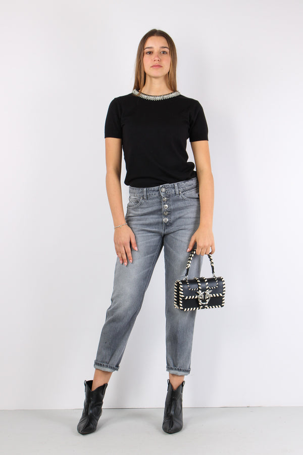 Koons Denim Risvolto  Bottone Grigio