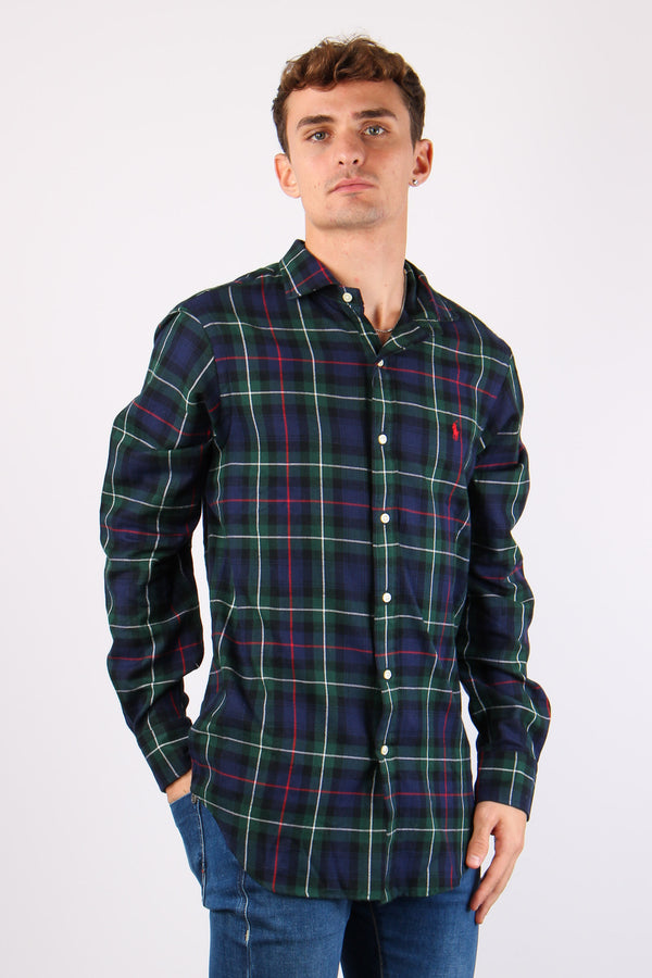 Camicia Check Twill Evergreen/red-2