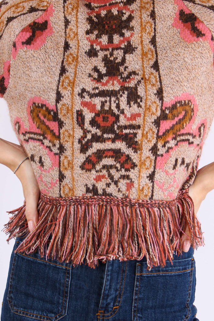 Maglia Jacquard Fondo Frange Fantasia-7