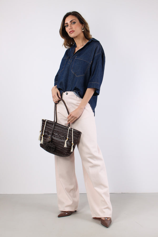 Camicia Polo Denim Denim Scuro