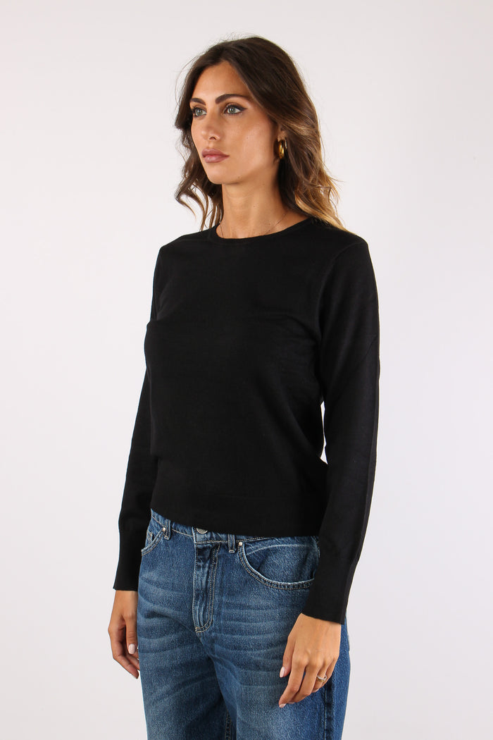 Maglia Girocollo Viscosa Nero-3