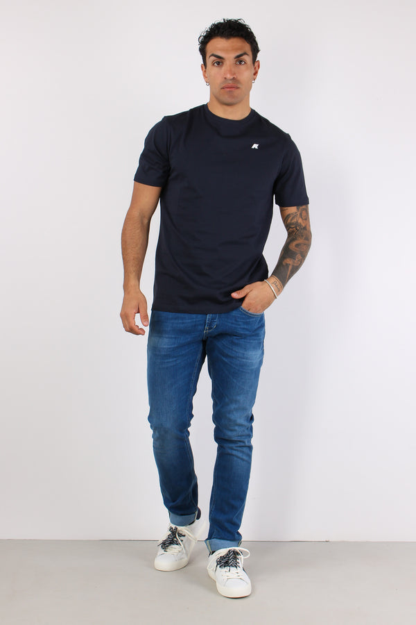T-shirt Basica Logo Contrasto Blue Depth-2