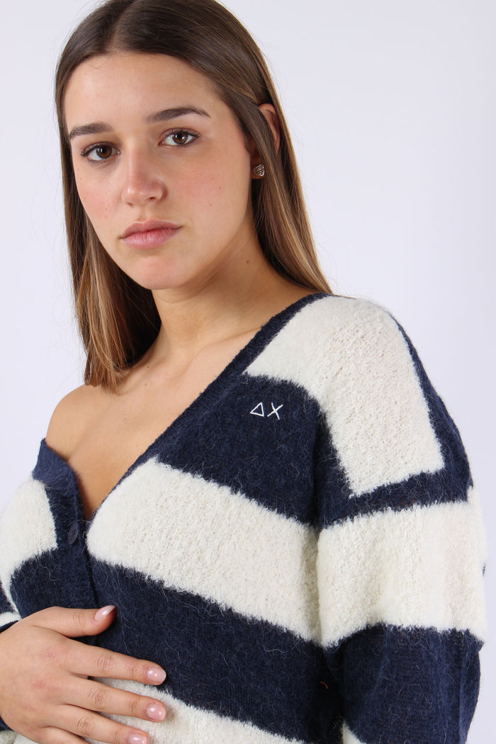 Cardigan Over Riga Bianco/navy-7
