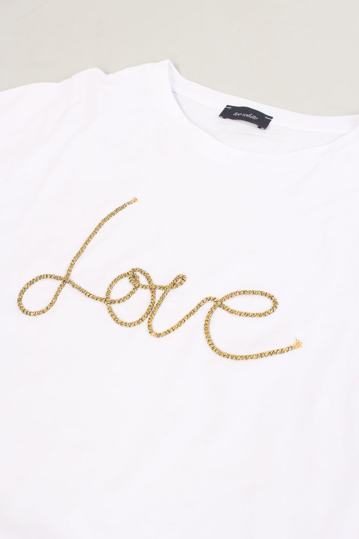 T-shirt Ricamo Love Bianco-8