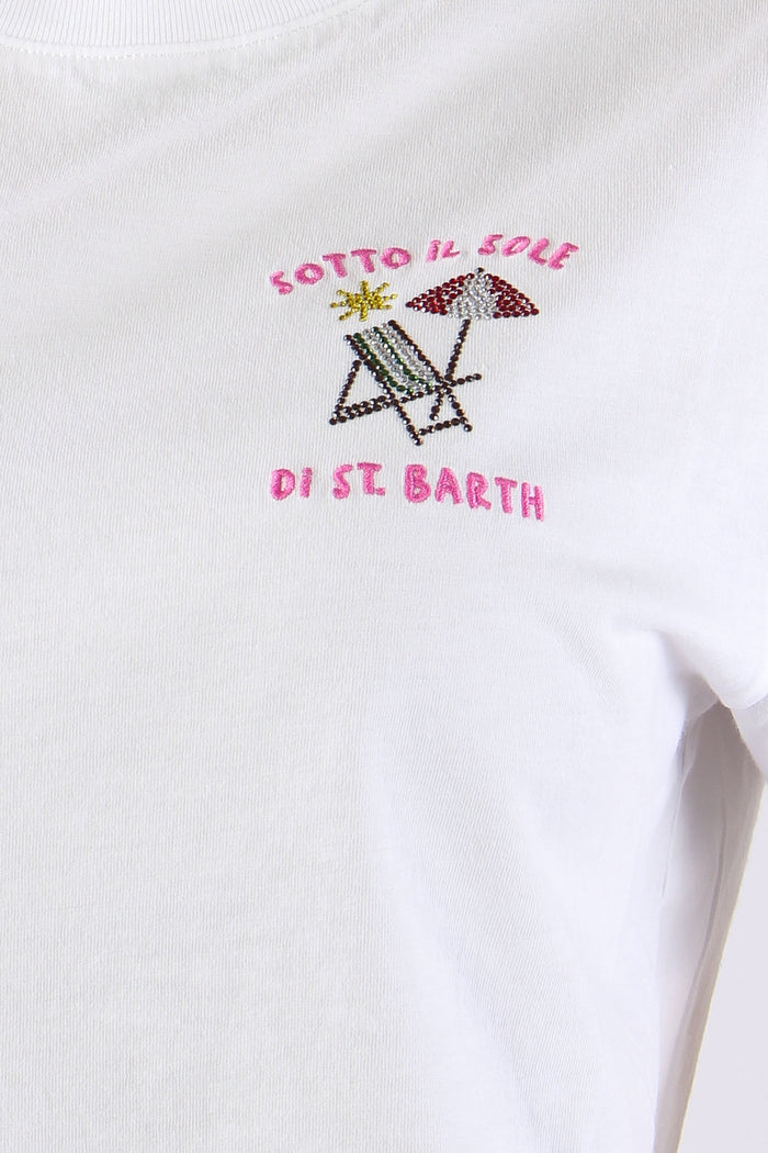 T-shirt Scritta Ricamo Strass Sole-8