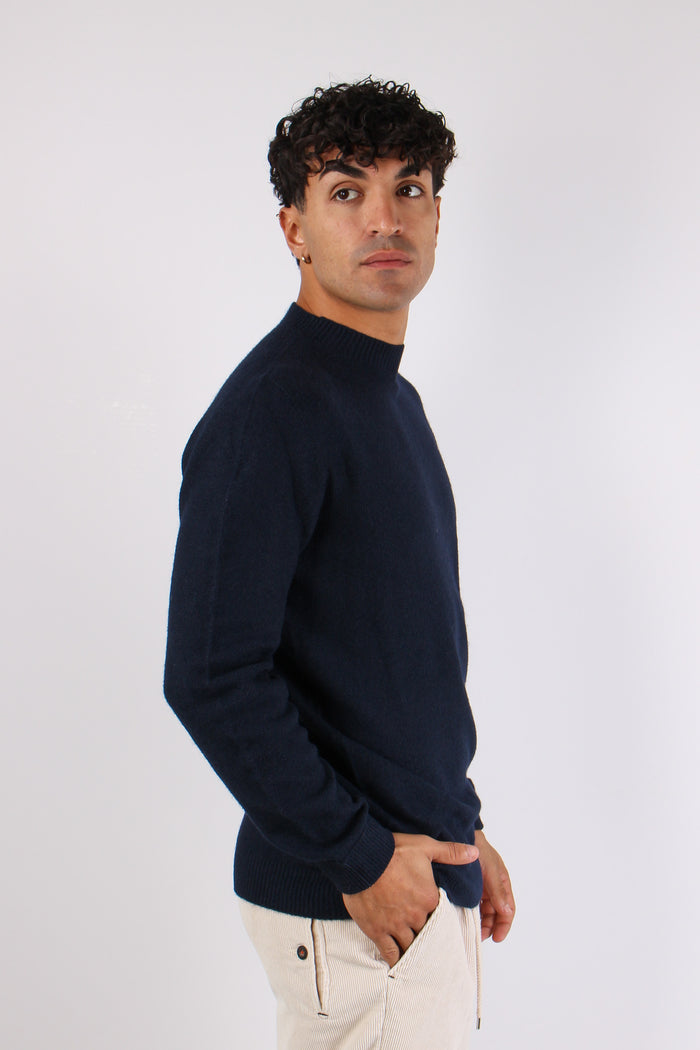 Maglia Girocollo Punto Riso Blu-6