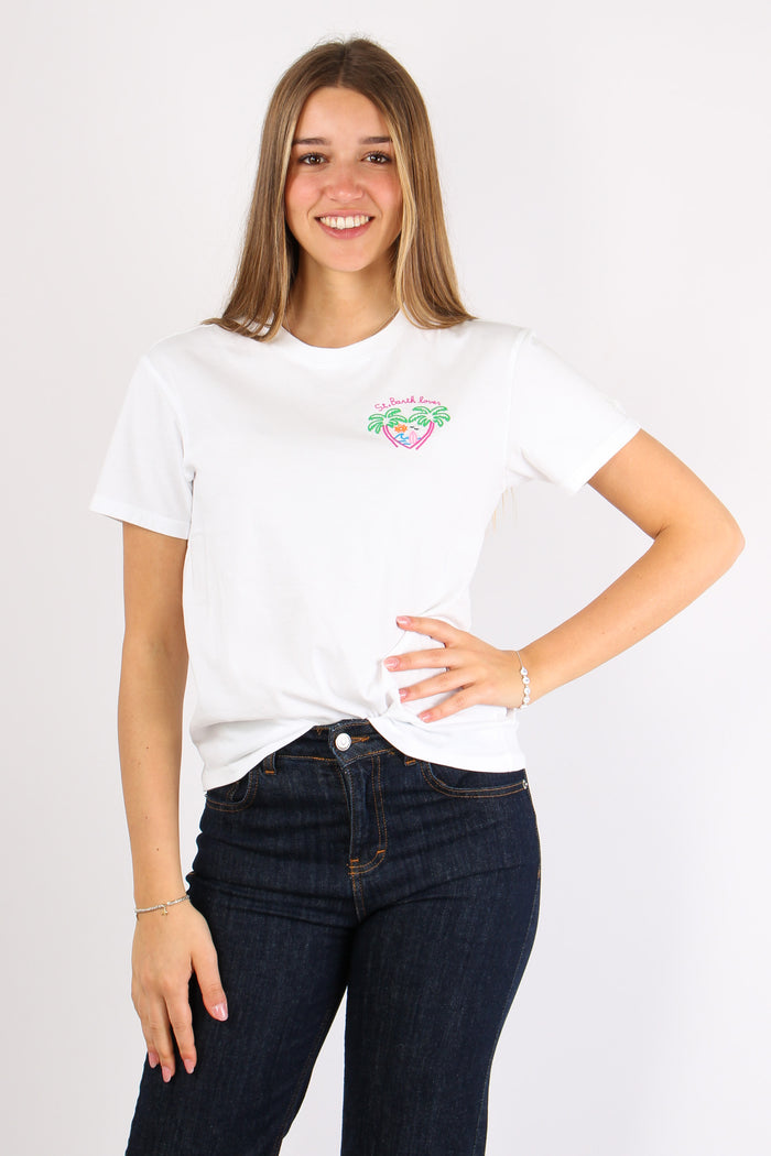 T-shirt St Barth Lover Palms Bianco