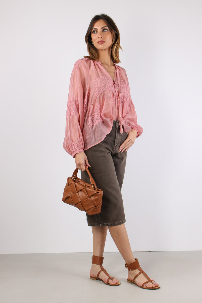 Blusa Ricami Nappine Rosa-7