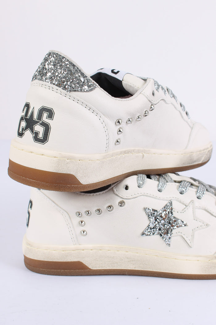 Sneakers Week Glitter Borchie Bianco/argento-4