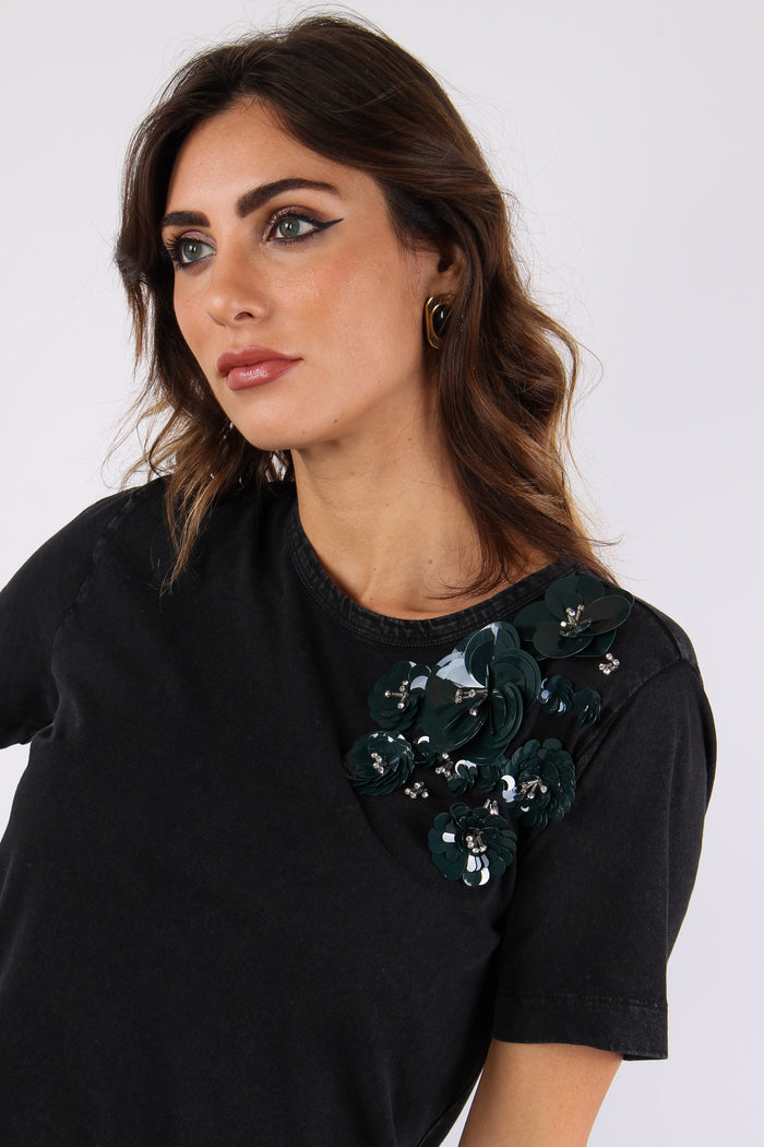 Dominga T-shirt Jersey Delave Nero Caviale-3