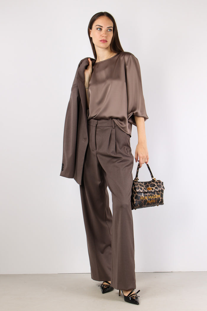 Blusa Effetto Raso Manica Pall Orzo-5