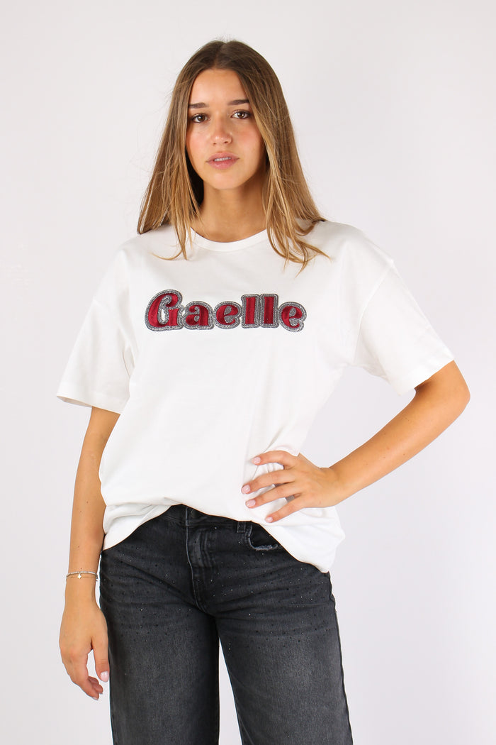 T-shirt Logo Contorno Strass Off White-3