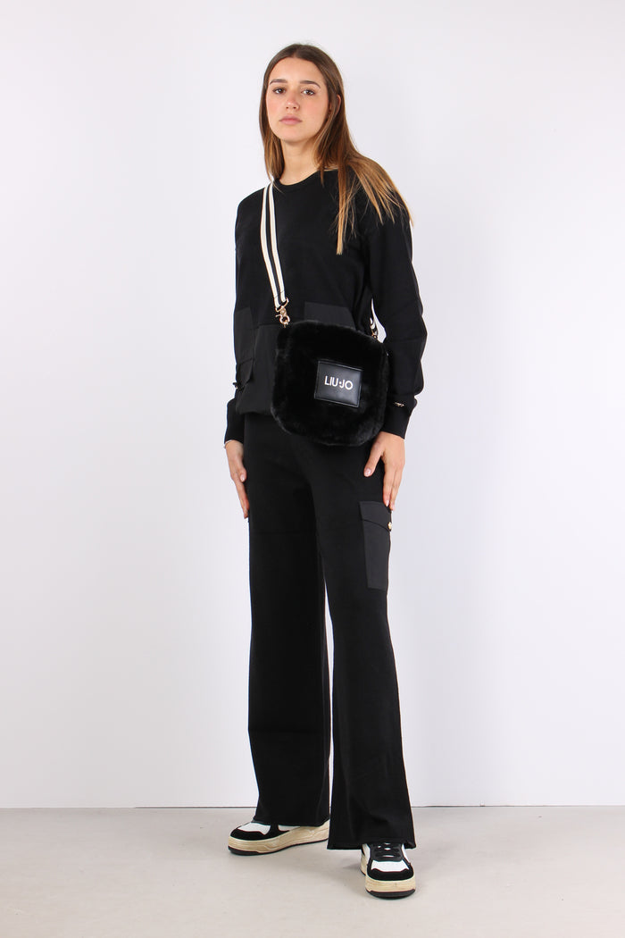 Maglia Inserto Nylon Tasche Nero-5