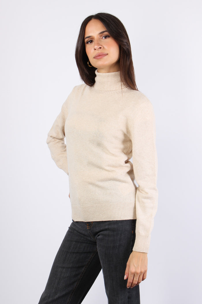 Maglia Collo Alto Misto Cashme Naturale-5