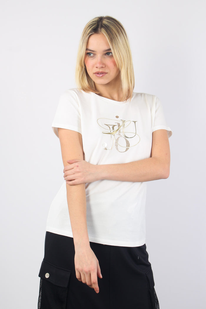 T-shirt Logo Glitter Ivory/shine-5