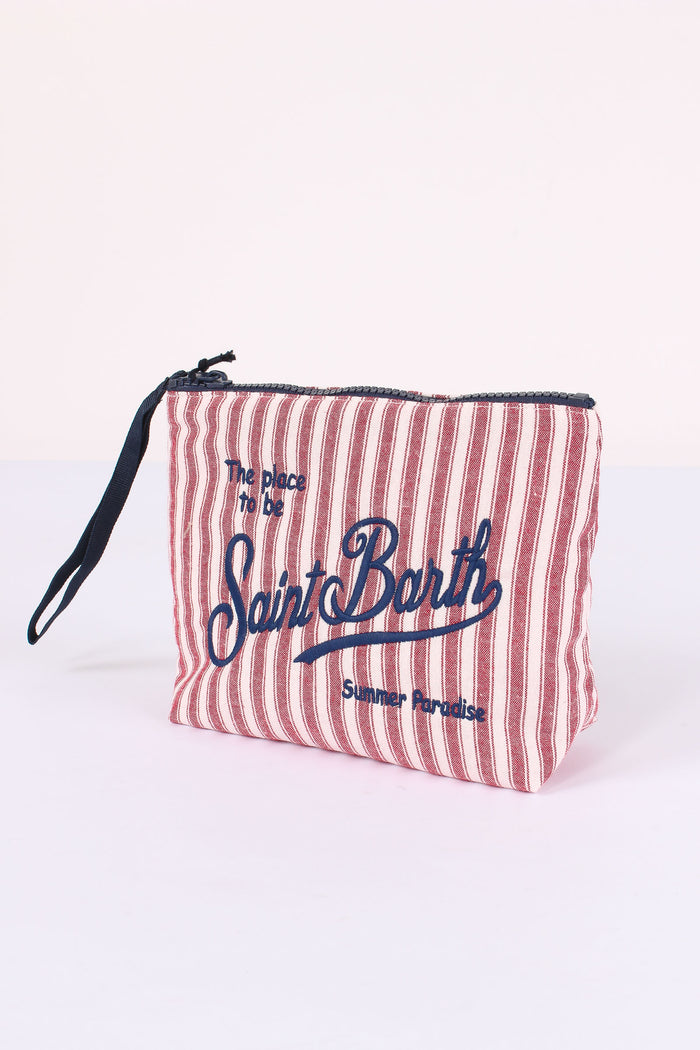 Aline Pochette Canvas Righe Rosso/bianco-4