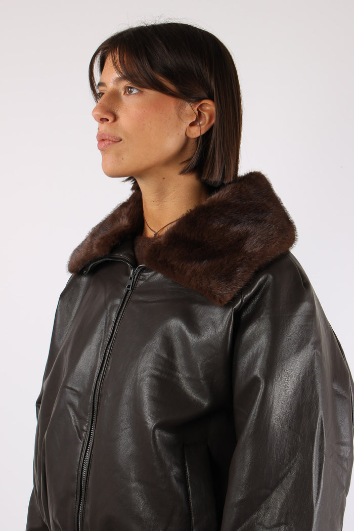 Bomber Ecopelle Pelo Moro-8
