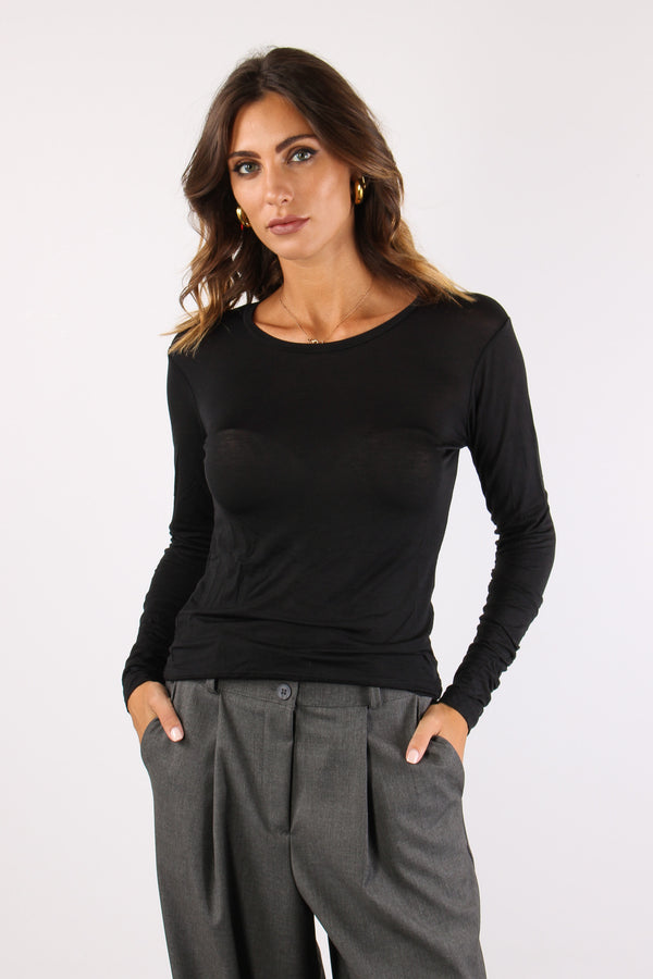 T-shirt Arriccio Manica Modal Nero-2