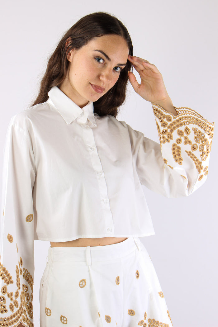 Camicia Crop Sangallo Bianco-9