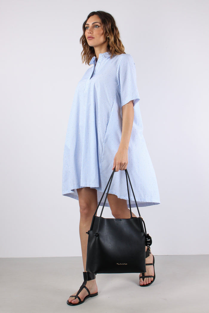 Abito Trapezio Riga Strass Azzurro-5